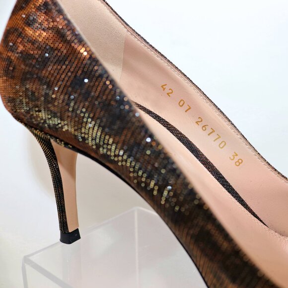 Gianvito Rossi 38 Worn Once Exopard Leopard Metallic Shimmer Heels - Picture 2 of 16